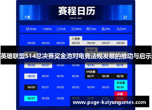 英雄联盟S14总决赛奖金池对电竞法规发展的推动与启示